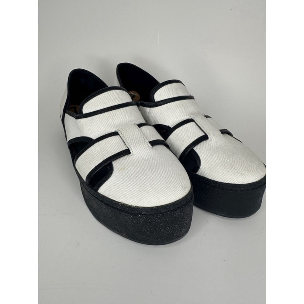 Opening Ceremony Platform Slip On Cutout Sneaker Sandals White Black Size 7 - Picture 2 of 5